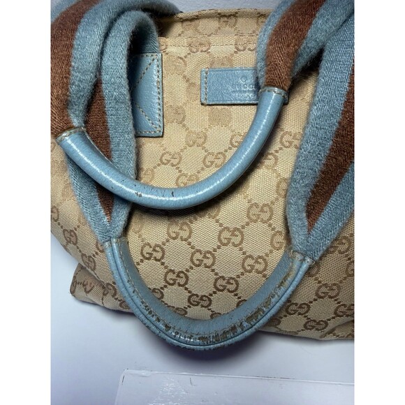 Rare Gucci blue and brown monogram. Pre-loved. Certified on Mercari. - Picture 4 of 13